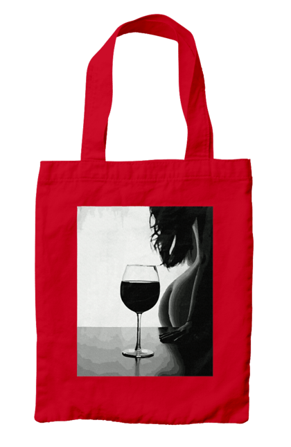Сумка з принтом "Келих вина". Вино у келиху, грація, знову п`ятниця, очікування, тіло жінки, форми жіночого тіла. 2070702