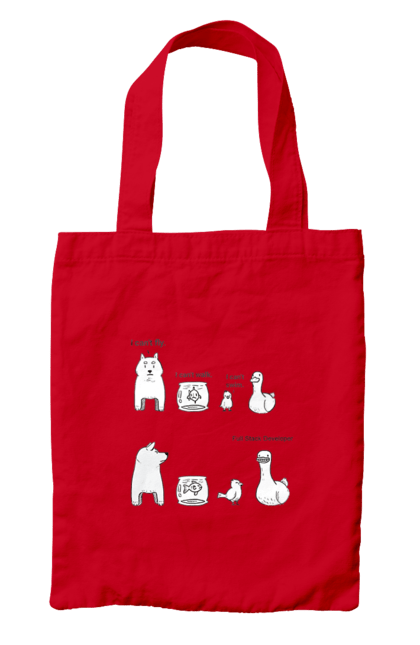 Сумка з принтом "Full Stack Developer". Айті, айтішник, бекенд, гумор, код, кодити, програміст, програмування, фронтенд, фулстек. 2070702