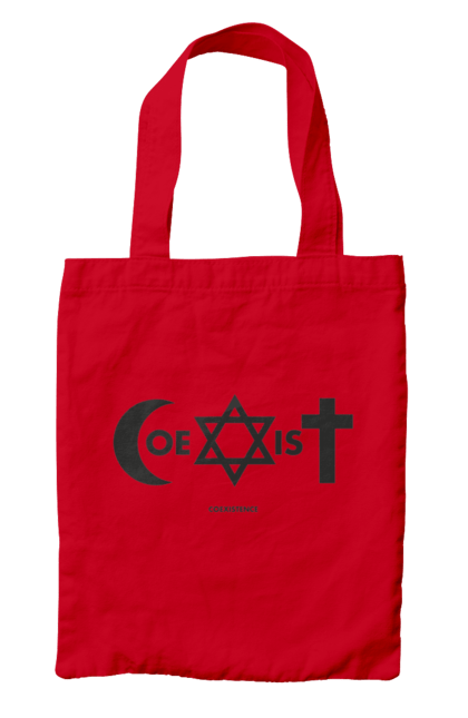 Сумка з принтом "Coexist". Coexist, іслам, іудаїзм, міжрелігійний діалог, релігія, рівність, символи віри, толерантність, християнство. 2070702