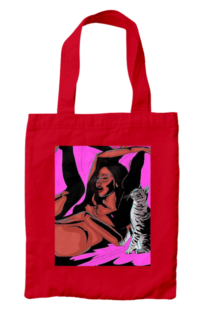 Bag with prints Girl Gets Fun. Cat, naked, passion, satisfaction. 2070702