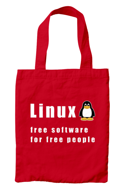 Сумка з принтом "Linux Вільний Для Вільних". Linux, адміністратор, айті, айтішник, безкоштовна, безкоштовно, білий, вільна, доступність, незалежність, операційна система, ос, пінгвін, програміст, програмне забезпечення, свобода, сервер, сисадмін, система, системний адміністратор, софт, текст. 2070702