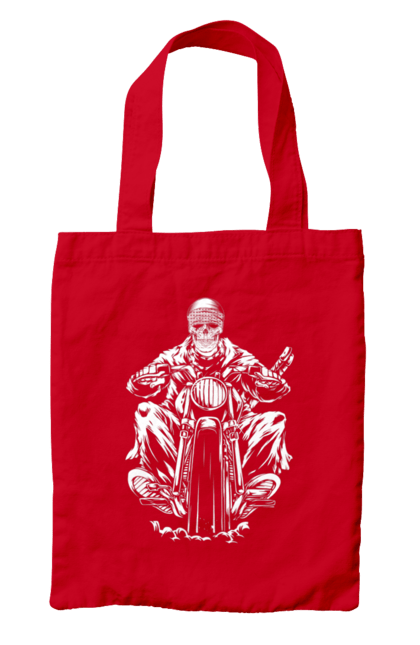 Сумка з принтом "Череп на мотоциклі". Байкер, мотоцикл, скелет, череп. 2070702