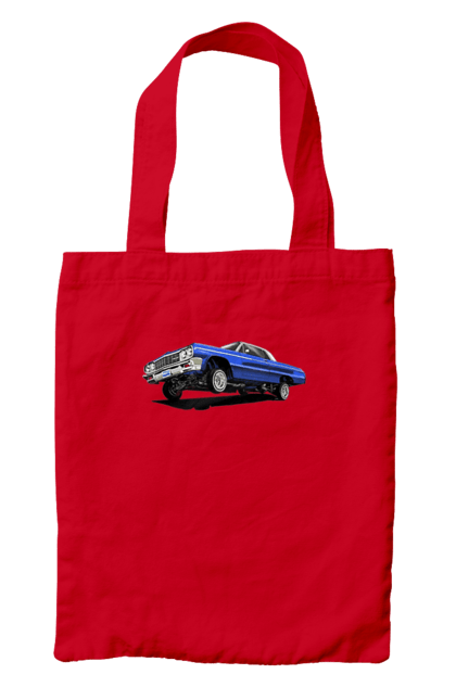 Сумка з принтом "Автомобіль". Автомобіль, імпала, класика, лоурайдер, синій, шевроле. 2070702