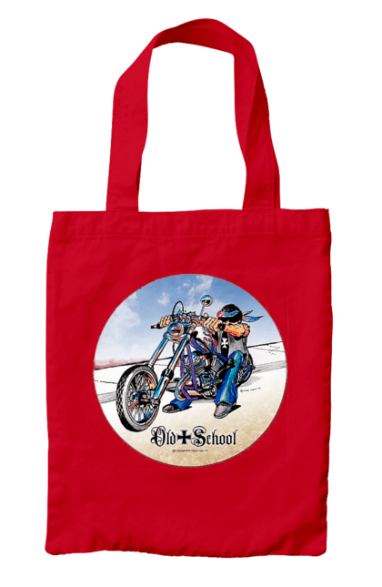 Bag with prints Old school. Auto moto, motorcycle, music band, old hardening, performers, rock band. 2070702