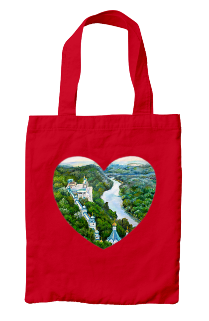 Сумка з принтом "Святогорская лавра". Донецька область, ліс, монастир, пейзаж, річка, святогірськ, україна, церква. 2070702