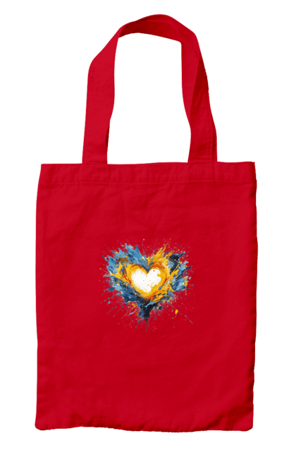 Bag with prints Patriot heart. Heart, patriotic, ukraine, ukrainian, ukrainian flag. 2070702