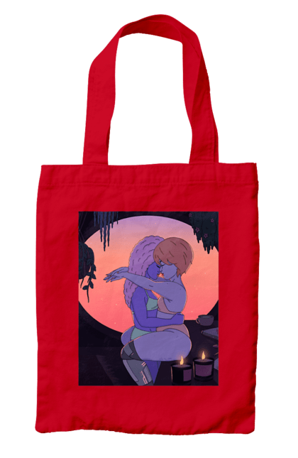 Bag with prints Purple Girls Hugging. Hug, sunset. 2070702