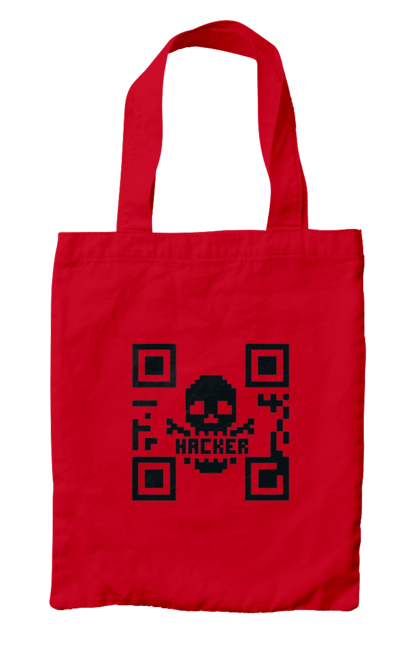 Сумка з принтом "Хакер hacker". Geek, hacker, ios, qr code, qr код, ай ті, айтішник, геймер, гік, іт, мем, позитив, пранк, програміст, розробник, хакер. 2070702