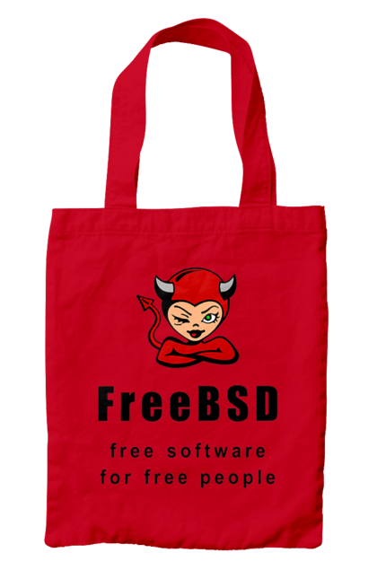 Сумка з принтом "Freebsd Для Вільних". Bsd, freebsd, unix, адміністратор, айті, айтішник, безкоштовна, безкоштовно, бестія, вільна, демон, демонесса, доступність, незалежність, операційна система, ос, програміст, програмне забезпечення, свобода, сисадмін, система, системний адміністратор, софт, текст, червоний, чорний. 2070702