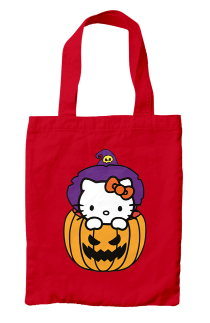 Сумка с принтом Хелло Китти Хэллоуин. Halloween, hello kitty, witch, бренд, ведьма, кот, котенок, персонаж, хелло китти, хэллоуин. 2070702