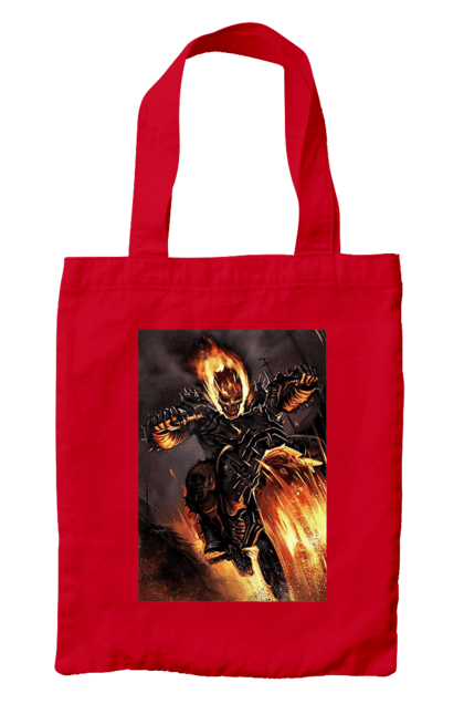 Сумка з принтом "Пекельний Гонщик". Вогонь, мотоцикл, пекельний гонщик, скелет, чоппер. 2070702