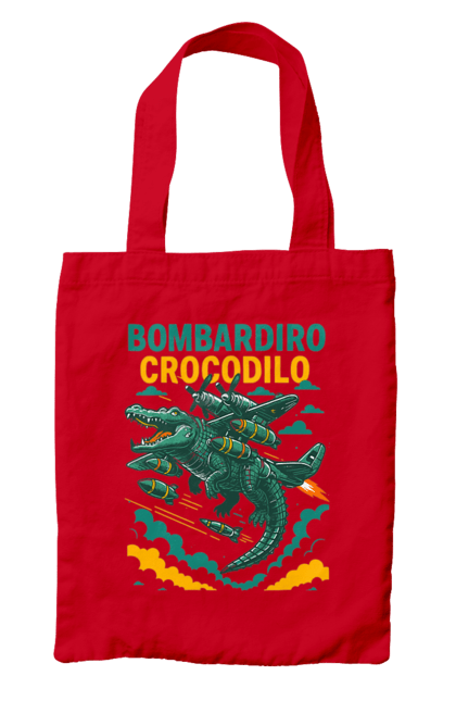 Сумка з принтом "Bombardino Crocodilo". Bombardino, bombardino crocodilo, crocodilo, бомбардіно крокоділо, крокодил, крокодил літак, крокодил мем, мем, мем бомбардине крокодило. 2070702