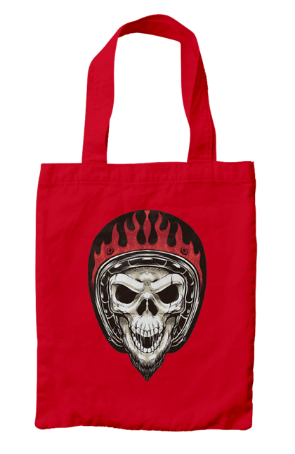 Сумка з принтом "Череп в мотошоломі". Мото, скелет, череп, шолом. 2070702