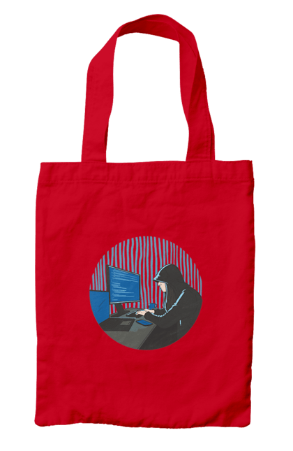 Сумка с принтом Хакер. 404, andoid, aws, backend, c, cloud, css, data, dev, devops, frontend, geek, git, github, go, golang, google, hacker, html, ios, java, javascript, jquery, js, linux, nodejs, php, python, react, science, script, web, дарк нет, дата, код, компьютер, облако, пайтон, пингфин, программирование, программист, талисман, темный интернет, хакер, языки программирования. 2070702