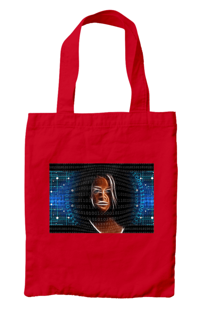 Сумка з принтом "Штучний Розум". Айті, айтішник, гик, жінка, знання, інженер, інтелект, кібер, кібернетика, кіборг, код, комп, комп`ютерник, кристал, машинне навчання, мікросхема, мозок, портрет, програміст, професіонал, професія, розробник, розум, світиться, світло, хакер, чіп, штучний інтелект, штучний розум. 2070702