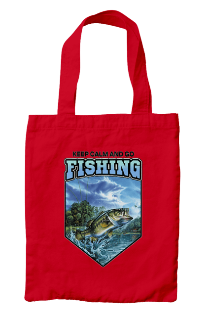 Сумка з принтом "Keep Calm and Go Fishing". Відпочинок на природі, для рибалок, для чоловіків, мисливці та риболови, природа, рибалка, риболовля, спінінг, хоббі. 2070702