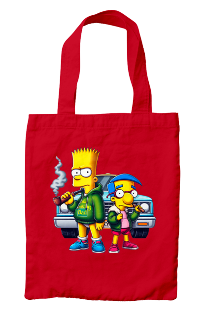 Bag with prints Bart Breaking Bad. Bart, breaking bad, cartoon, character, laboratory, milhouse, serial, simpson, simpsons. 2070702