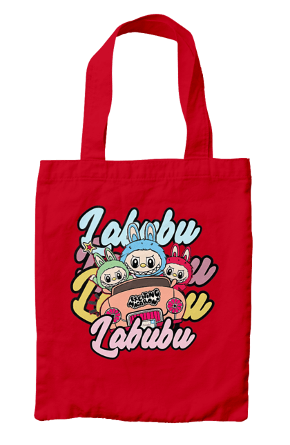 Сумка з принтом "Лабубу". Іграшка лабубу, лабубу, лабубу кока кола, мерч лабубу, мила, рожева лабубу, смішна лабубу. 2070702