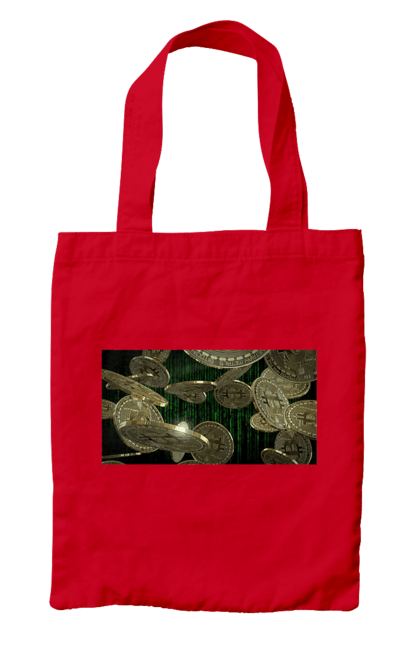 Сумка з принтом "Біткойн". Багатство, біткойн, валюта, гроші, криптовалюта, курс, майнінг, матриця, монета, розкіш, цифровий світ. 2070702