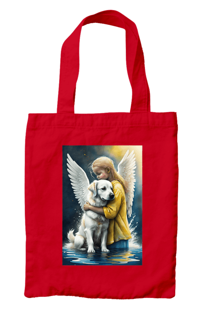 Сумка з принтом "Дівчинка та собака ангел [память загиблим тваринам]". Дівчинка та собака, крим, нова каховка, память загиблим тваринам, собака ангел, україна, херсон. 2070702
