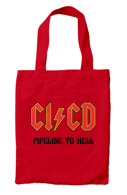 Сумка з принтом "CI/CD pipeline to hell". Cicd, cicd pipeline, devops, pipeline, інженер, програмне забезпечення, програмування, розробка, розробка по. 2070702