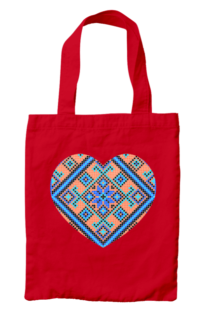 Bag with prints Heart embroidery. Cross stitch, embroidered shirt, embroidery, heart, i love ukraine, symbols of ukraine, traditions of ukraine, ukraine. 2070702