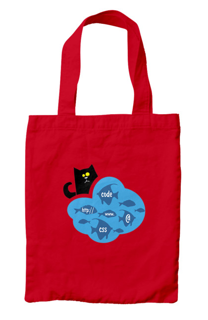 Сумка з принтом "Кіт програміст". Angular, c, css, html, it, javascript, jquery, php, python, react, svelt, vue, айтишник, айті, гумор, код, кодувати, прогер, програміст, програмісти, ти ж, ти ж програміст, тиж програміст. 2070702