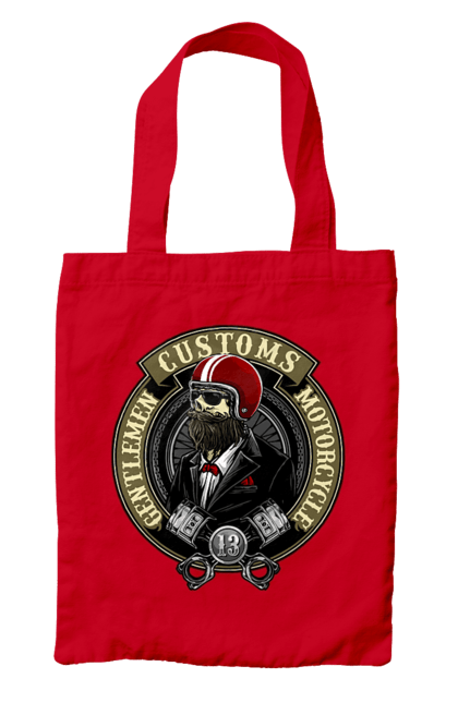 Bag with prints Gentlemen motorcycle. Gentleman, helmet, motorcycle, skull. 2070702