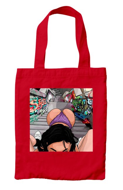 Сумка з принтом "Дівчина На Колінах Перед Хлопчиною". Гола, жопа, на колінах, смоктати. 2070702