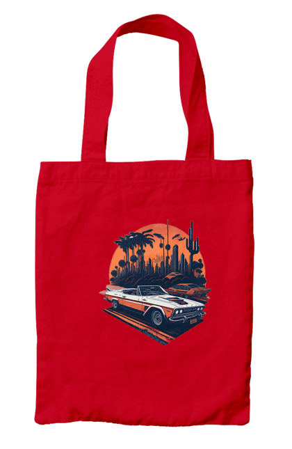 Bag with prints Beautiful car at sunset. Auto, sun, sunset. 2070702
