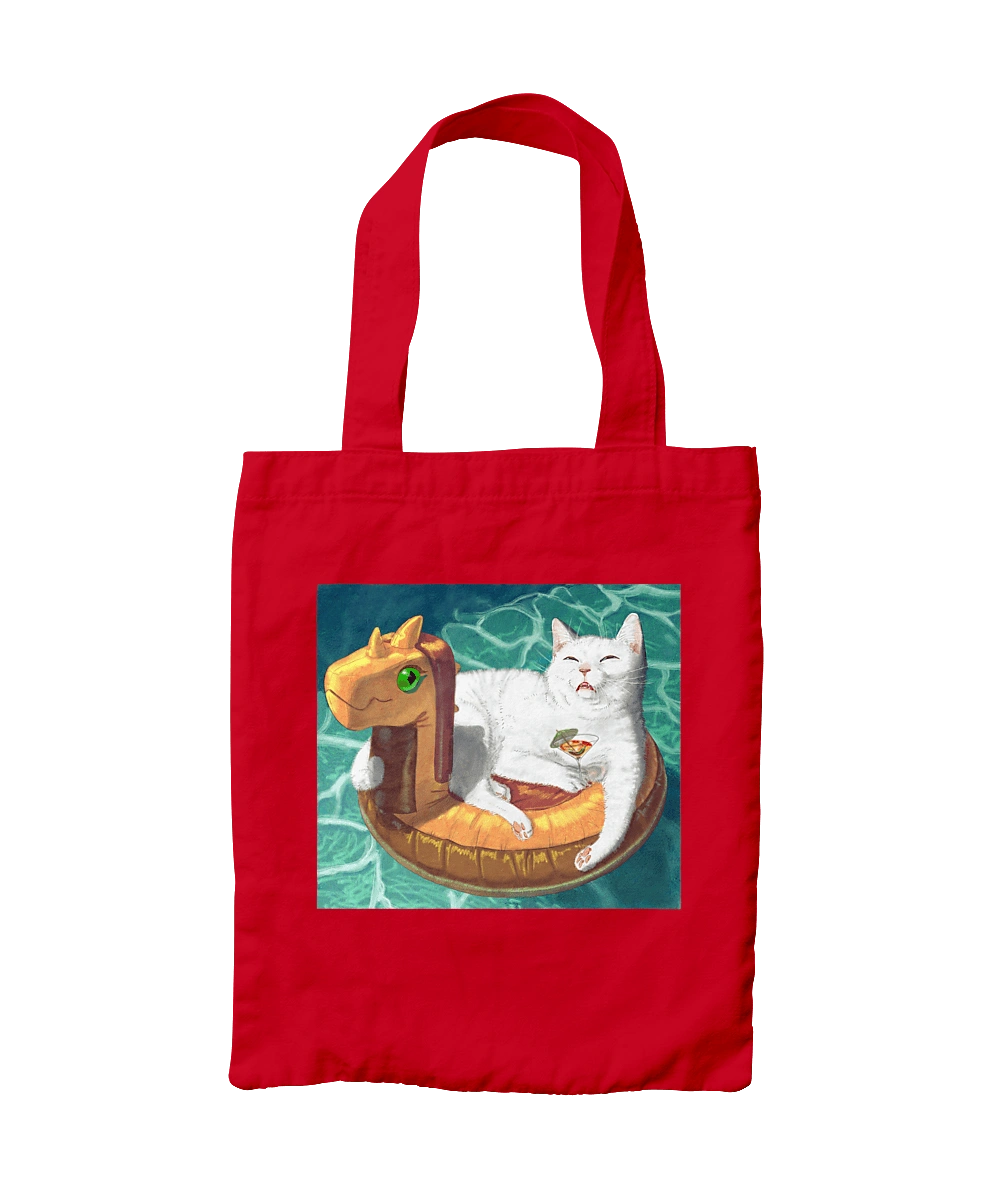 White cat in a swimming circle on vacation