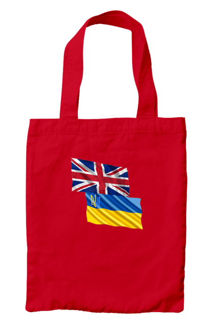 Сумка з принтом "Прапор Великої Британії, прапор України, Підтримка України". Британія, велика британія, війна, киев, мир, національні кольори, прапор, прапор британії, прапор великої британії. 2070702