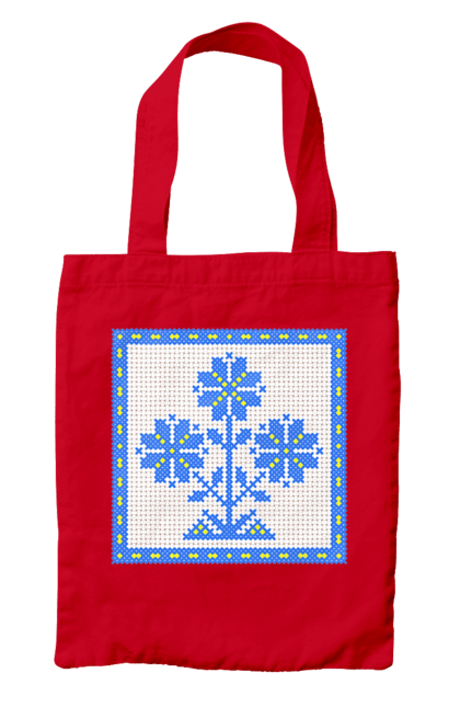 Сумка з принтом "Жовто блакитна вишивка квіти". Вишивка, вишивка хрестиком, квіти, символ україни, традиції україни, україна. 2070702