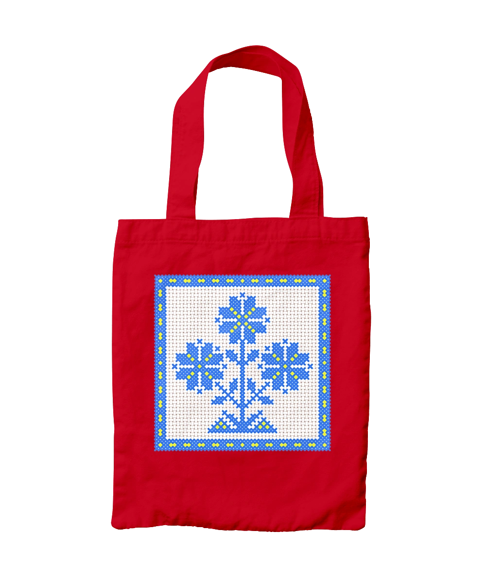 Желто голубая вышивка цветы