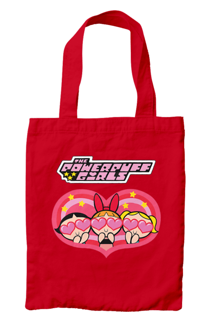 Bag with prints Powerpuff Girls. Animated series, blossom, bubbles, buttercup, cartoon network, cool girls, heart, powerpuff girls. 2070702