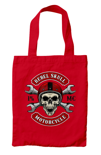 Сумка з принтом "череп мотолюбитель". Любитель, мотоцикл, череп, шолом. 2070702