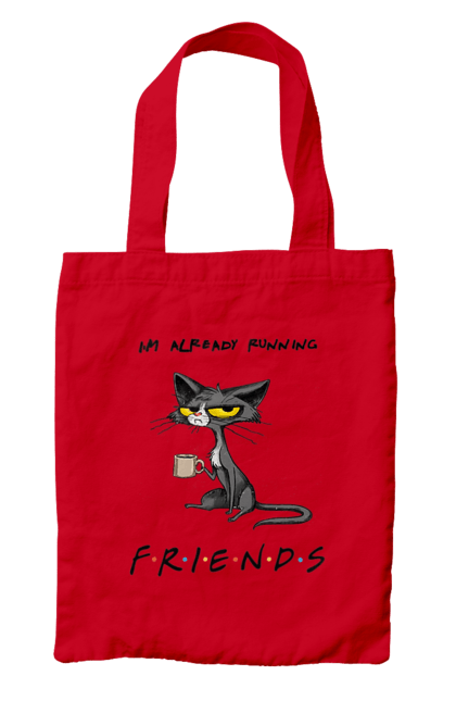 Bag with prints Friends, I`m running. Cat series, fall off, friend to himself, friends, go fuck yourself, i`m already running, loneliness bitch, parody series. 2070702