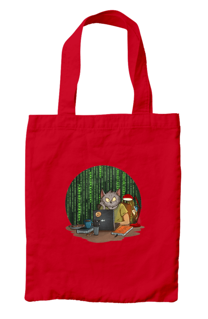 Сумка з принтом "Кіт програміст". Angular, c, css, html, it, javascript, jquery, php, python, react, svelt, vue, айтишник, айті, гумор, код, кодувати, прогер, програміст, програмісти, ти ж, ти ж програміст, тиж програміст. 2070702