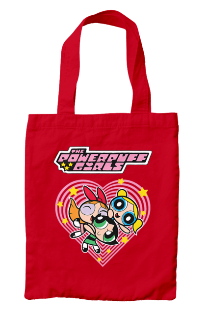 Bag with prints Powerpuff Girls. Animated series, blossom, bubbles, buttercup, cartoon network, cool girls, heart, powerpuff girls. 2070702