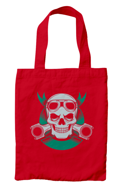 Сумка з принтом "череп мотолюбитель". Байк, мото, окуляри, череп. 2070702