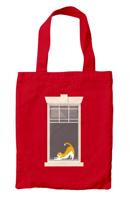 Сумка з принтом "Кіт В Вікні". Вікно, кіт, потягушки, рудий. 2070702