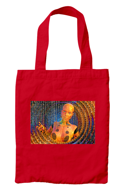 Сумка з принтом "Штучний інтелект". Айті, айтішник, гик, жінка, знання, інженер, інтелект, кібер, кібернетика, кіборг, код, комп, комп`ютерник, кристал, машинне навчання, мікросхема, мозок, портрет, програміст, професіонал, професія, розробник, розум, хакер, чіп, штучний інтелект, штучний розум. 2070702