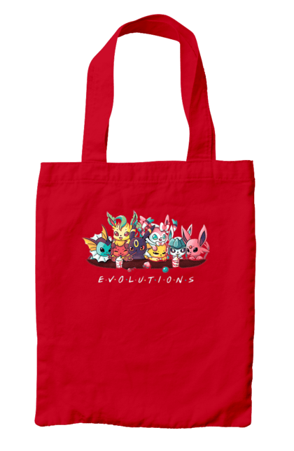 Сумка з принтом "Покемон Еволюція". Аніме, відеогра, герої відеоігри, гра, для дітей, кишеньковий монстр, ловити покемонів, манга, мультики, покемон. 2070702