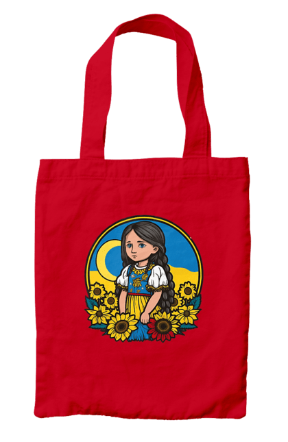 Сумка з принтом "Мила Українська дівчинка". Блакитний, жовтий, жовто-блакитний, зроблено в україні, патріот, патріоти україни, підтримую україну, прапор україни, україна, українська дівчинка. 2070702