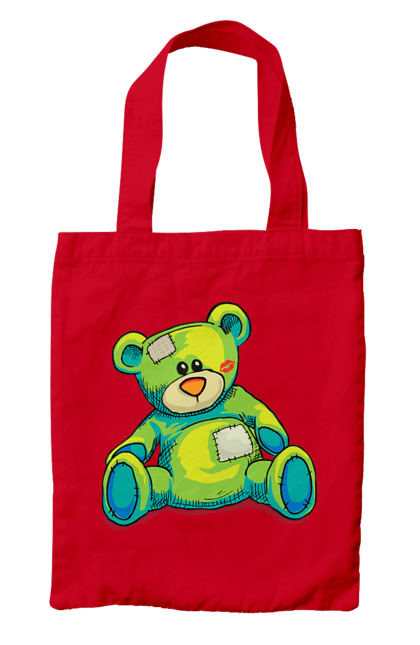 Bag with prints Teddy bear. Animal, bear, gift, kisses, old, patches, teddy, teddy bear, toy, vintage. 2070702