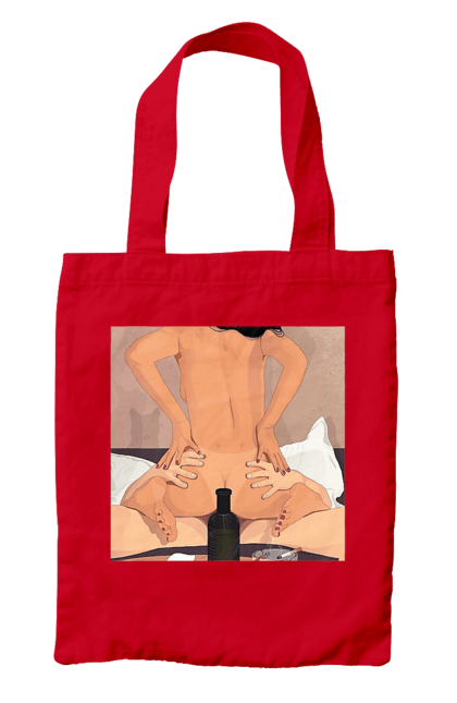 Сумка з принтом "Гола Дівчина, Пляшка І Сигарети". Гола, зверху. 2070702