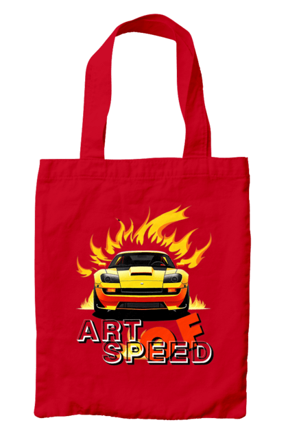 Сумка з принтом "Машина у вогні". Автомобіль, вогонь, спортивна машина, спортивний автомобіль, швидкість. 2070702