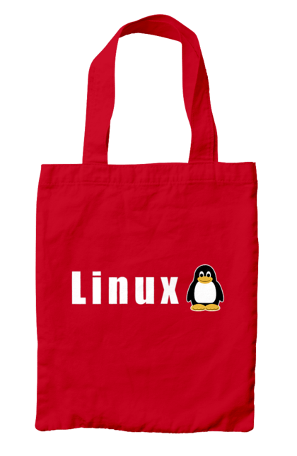 Сумка с принтом Linux. Linux, администратор, айти, айтишник, белый, бесплатная, бесплатно, доступность, коммерческая, независимость, операционная система, ос, пингвин, программист, программное обеспечение, свобода, свободная, сервер, сисадмин, система, системный администратор, софт, текст. 2070702