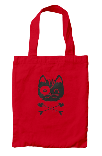 Сумка з принтом "Кіт пірат". Кістки, кіт, крутий малюнок, милі рисунки, пірати, риба, тварини, череп. 2070702