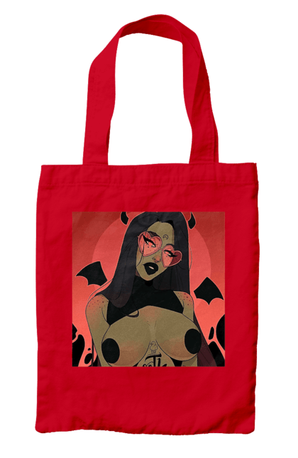 Сумка с принтом Дьявол С Сиськами. 18, голая, дьявол, сиськи. 2070702